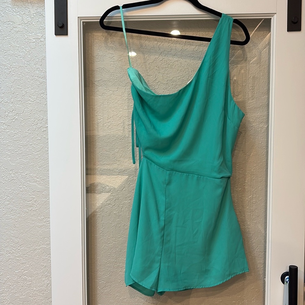 Silk teal romper